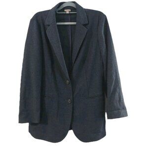 J Jill Women Womens Blazer Size Medium Blue Textured Wool Blend Jacket